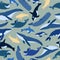 Seamless pattern of whales. Beluga, killer whale, humpback whale, cachalot, blue whale, dolphin, bowhead, southern right