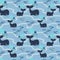 Seamless pattern with whales, fishes, decor elements