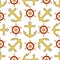 Seamless pattern. Wheel, anchor. Endless textures for your pirate party design, greeting cards, and, posters. - Vector graphics