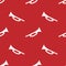 seamless pattern, white abstract trumpet design. red background