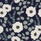 Seamless pattern with white anemone flowers and eucalyptus.