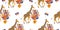 Seamless pattern on a white background. Giraffes and flowers