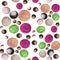 Seamless pattern on a white background, watercolor circles texture.