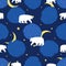 Seamless pattern with white bears, stars and creative clouds on
