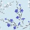Seamless pattern white and blue flowers on light blue background