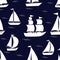 Seamless pattern with white cartoon boats