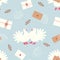 Seamless pattern with white doves - a symbol of peace and family well-being