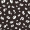 Seamless pattern with white hand drawn coffee beans on broun background