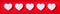 Seamless pattern of white hearts on red background. Top view. Valentine`s Day. Love, date, romantic concept. Banner
