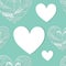 Seamless Pattern with White Ornated Lace Hearts