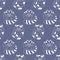 Seamless pattern with white outline cats on a blue background. Perfect for kids design, fabric, packaging, wallpaper, textiles,