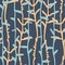 Seamless pattern with white pinstripes of hand drawn herbs on blue background