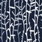 Seamless pattern with white pinstripes of hand drawn herbs on dark blue background