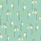 Seamless pattern with white snowdrop flowers.