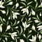 Seamless pattern with white snowdrop flowers. Vector illustration.