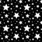 Seamless pattern with white stars on black. Vector illustration.