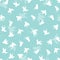 Seamless pattern with white swallow silhouette on blue background. Cute bird in flight. Vector illustration. Doodle