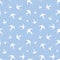 Seamless pattern with white swallows on blue. Vector illustration.
