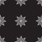 Seamless pattern with white wavy flowers on black background. Vector texture