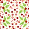 Seamless pattern with whole, half, quarter, wedges, and slices of tomatoes. Globe tomato. Fresh vegetables. Vector