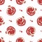 Seamless pattern with whole red pomegranate