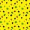 Seamless pattern of wild berries, blackberry, blueberry, lingonberry and bramble. Seamless pattern on yellow background made from