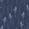 Seamless pattern with wild herbs and grasses.Thin delicate lines silhouettes of different plants.