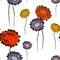 Seamless pattern of wild orange, violet, yellow flowers on a white background - 18