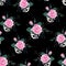 Seamless pattern of wild roses. Vintage bouquet of blooming roses.