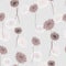 Seamless pattern of wild small beige and pink flowers on a light gray background. Watercolor