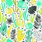 Seamless pattern with wild tropical rainforest. Tropic vector repeating background.