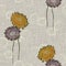 Seamless pattern of wild yellow and violet flowers on a light linen beige background. Watercolor -2