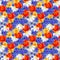 Seamless pattern with wildflowers: poppy, cornflower, chamomile and herbs