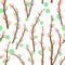 Seamless pattern with willow tree twigs. Vector background.