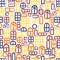 Seamless pattern of windows. Trace doodle. Colorful cute pattern