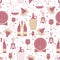 Seamless pattern with winemaking design element on white background