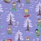 Seamless pattern with winter sports penguins.vector image