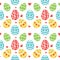 Seamless pattern wirh ornate Easter eggs and heart.