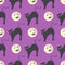 Seamless pattern with witch cats and demonic moons. Halloween background