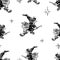 Seamless pattern of witches flying on brooms