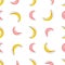 Seamless pattern withyellow and pink moons on white background