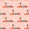 Seamless pattern with woman doing yoga at home. Illustration with Facing Dog, Urdhva Mukha Shvanasana