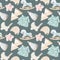 Seamless pattern with wooden toys and objects for girls wooden pyramids, rocking horse, dress and toy pram