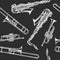 Seamless pattern with woodwind and brass musical instrument