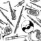 Seamless pattern with woodwind and brass musical instrument