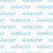 Seamless pattern from the word harmony. Blue text on a white background. The isolated image. The concept of a harmonious