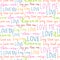 Seamless pattern of words Love. Freehand drawing.