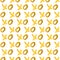 Seamless pattern XOXO on white background. Hugs and kisses abbreviation symbol. Gold hand written brush lettering XO. Vector