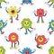 Seamless Pattern with Y2k Flower Characters, Vibrant and Playful Nostalgic Design Features Retro-inspired Blooms