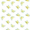 Seamless pattern from yellow and blue butterflies flutter on white
